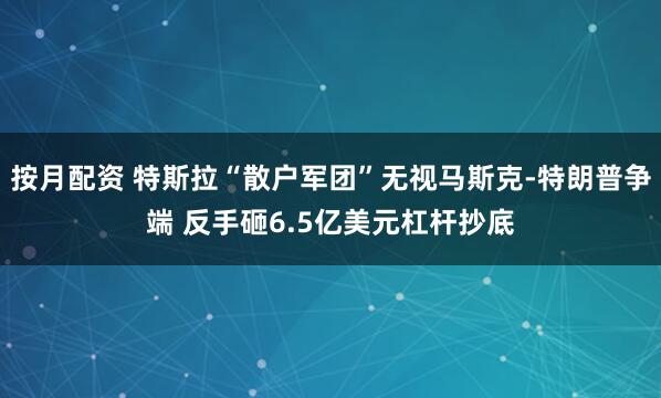 按月配资 特斯拉“散户军团”无视马斯克-特朗普争端 反手砸6.5亿美元杠杆抄底